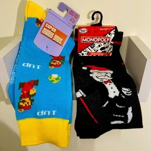 Novelty Socks Mario and Monopoly